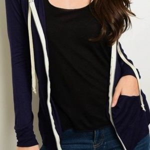 Lightweight Navy Blue Hooded Women's Jacket